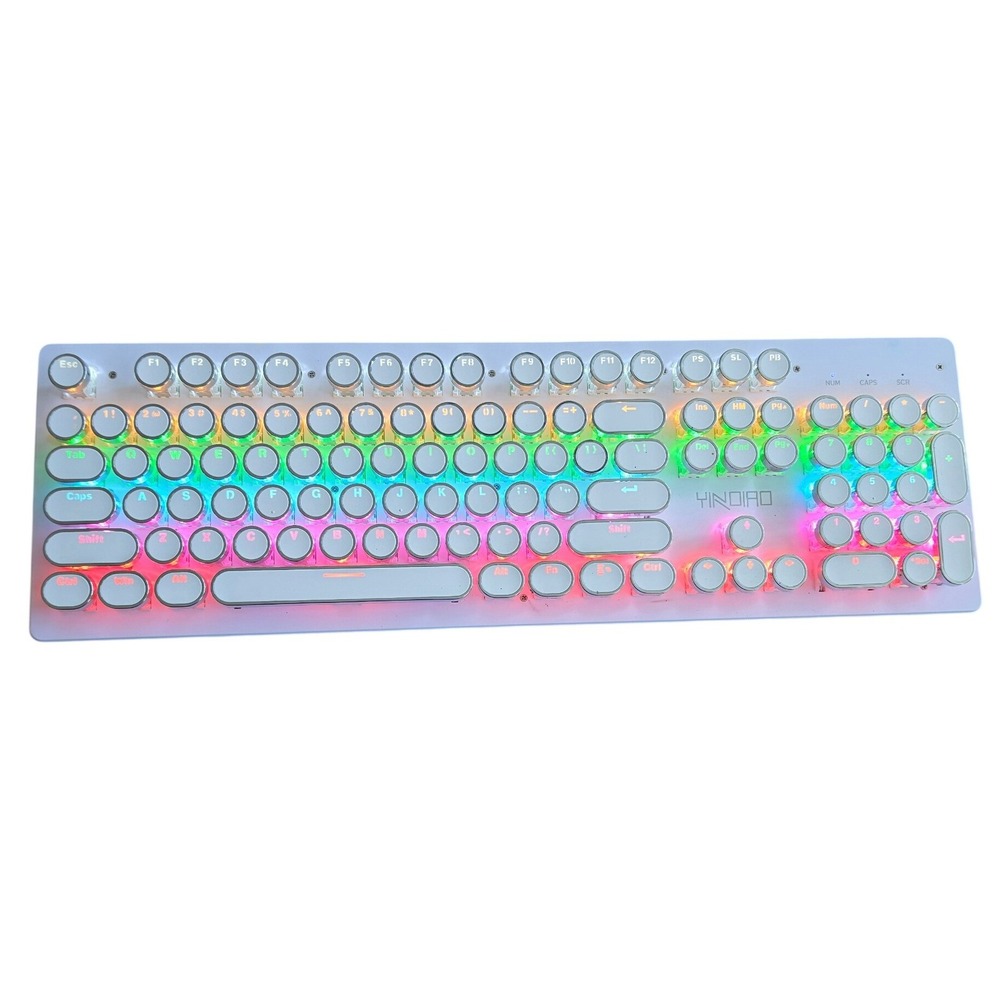 Yindiao K100 Retro Typewriter Mechanical Gaming Keyboard RGB LED White Wired
